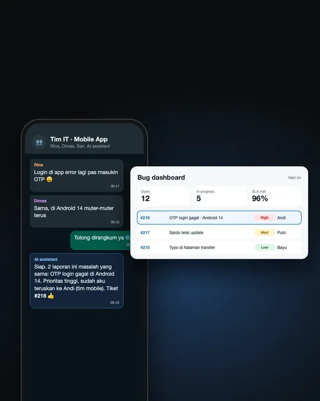 Bank BTN: AI bug tracker for WhatsApp groups